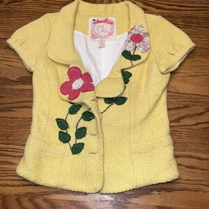Nick & Mo Women Yellow Floral Embroidered Jacket Small